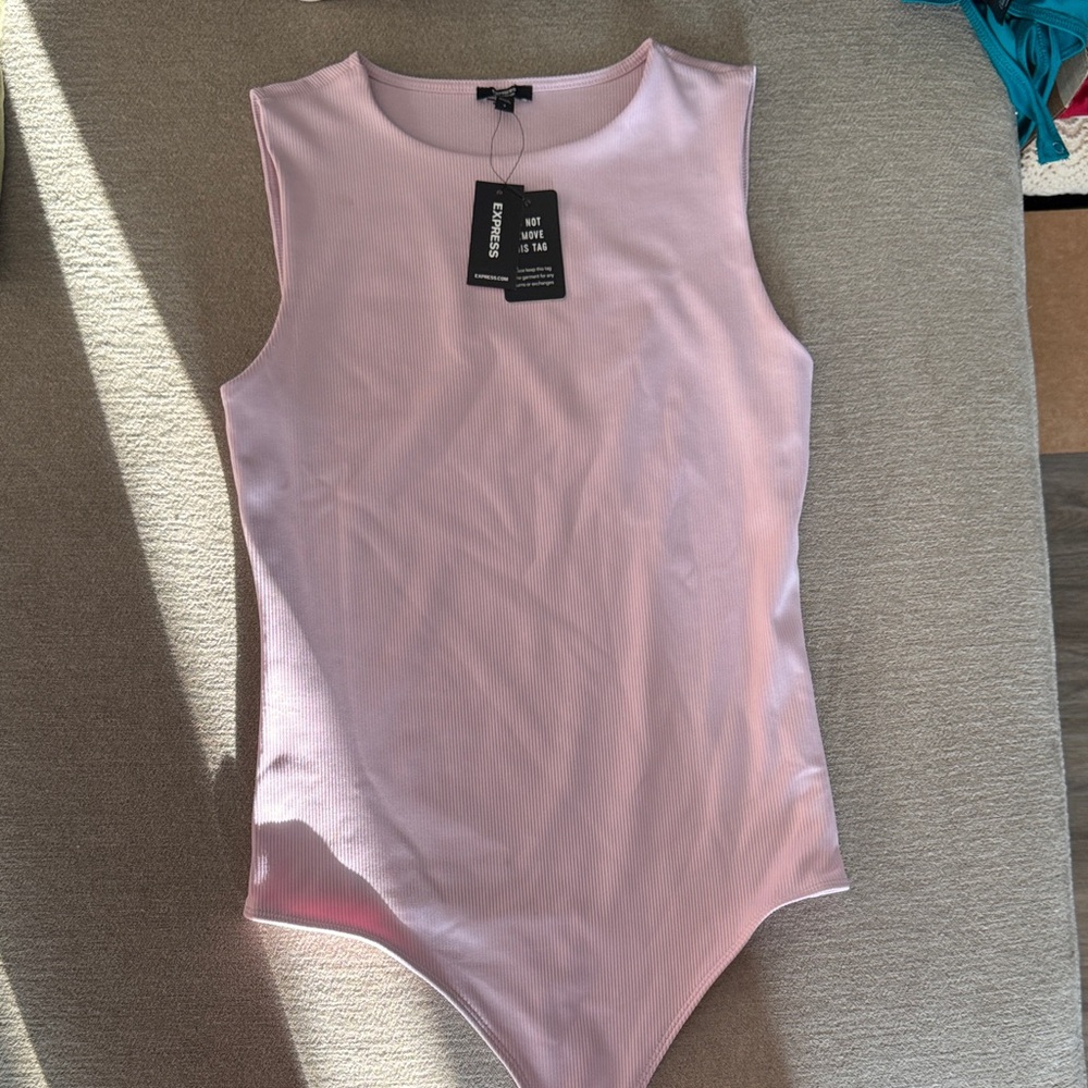 Express Light Pink Ribbed Tank Top